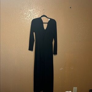 VENUS Black Long Sleeve Dress with Lace-Up Detail